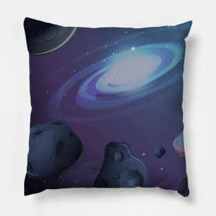 Galaxy and planets print face mask Pillow