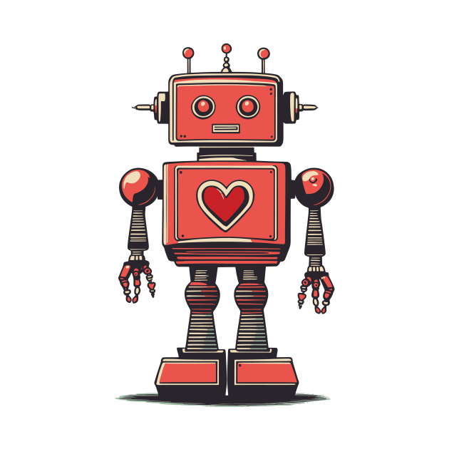 Retro Vintage Tin Robot with Heart by Siren Seventy One