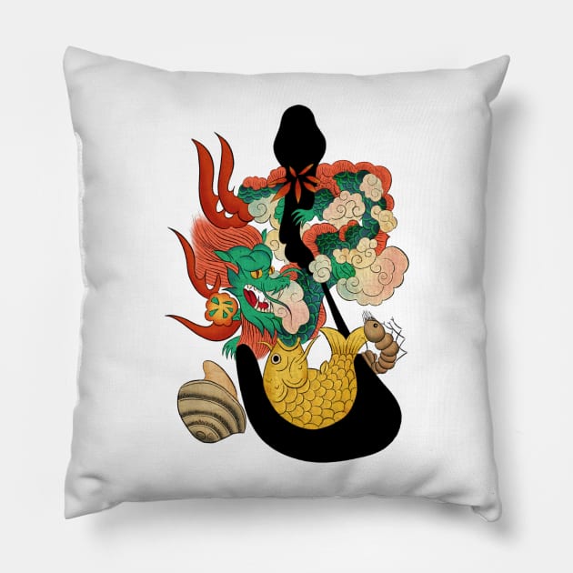 Minhwa: Chung(Royalty) A Type Pillow by koreanfolkpaint