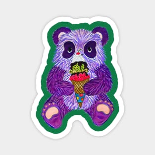 Purple Panda with Ice Cream Cone Magnet