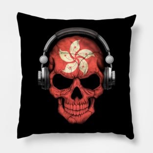 Dark Skull Deejay with Hong Kong Flag Pillow