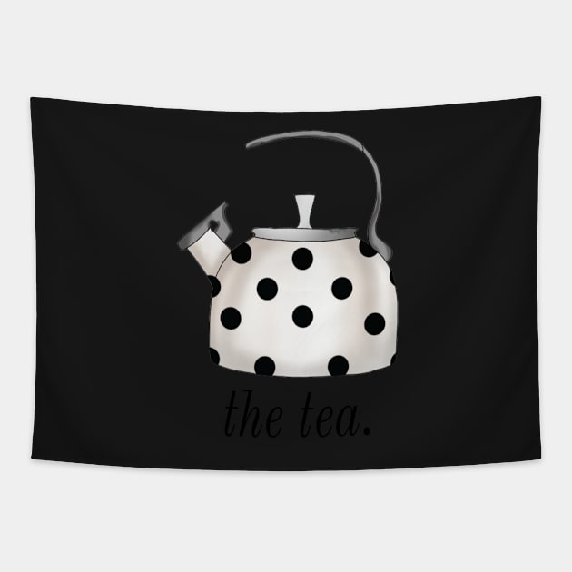 The Tea Kettle Gossip Drama Pun Chic Fashionable Polka Dot Kate Spade Inspired Tapestry by Asilynn