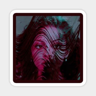 CHERISH Trippy Glitch Art Portrait Magnet