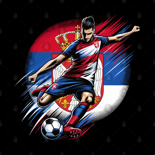 Dynamic Serbia Soccer Star in Action - Vector Design by SergioArt