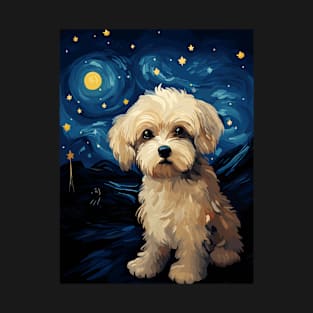 Maltipoo Dog Starry Night Van Gogh Art Lover T-Shirt