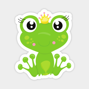 Cute Frog, Green Frog, Frog Princess, Crown Magnet