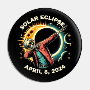 Dabbing Skeleton Total Solar Eclipse 2024 wearing Glasses Pin