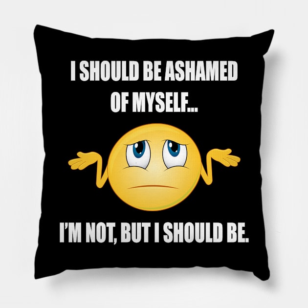 I should be ashamed of myself, I'm not but I should be Pillow by Carrie T Designs