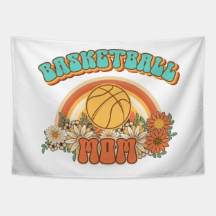 Groovy Basketball mom Retro gift for funny mother Vintage floral pattern Tapestry