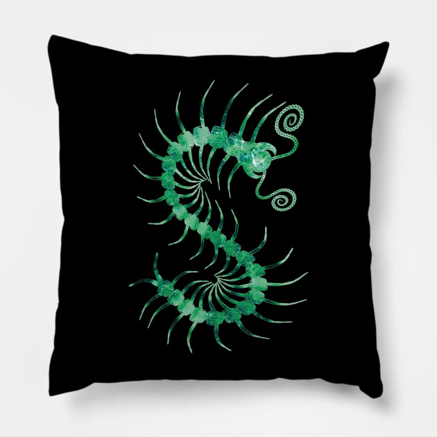 Electric Green Centipede Pillow by IgorAndMore