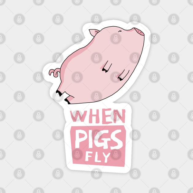 Cute Pinky Pig Flying Magnet by KewaleeTee