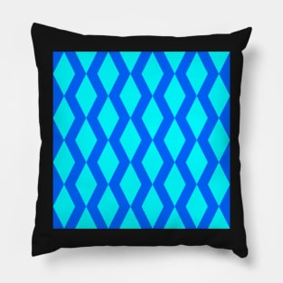 teal and blue diamond geometric design pattern Pillow