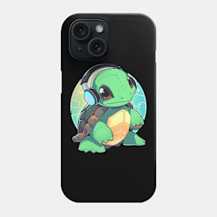 Green Turtle with Headphones Phone Case