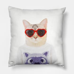 Funny cat portrait Pillow