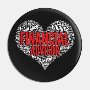 Financial Advisor Heart Shape Word Cloud Design design Pin