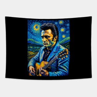 Johnny Cash in starry night Tapestry