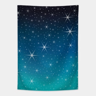 Twilight Stars Blue Green Gradient Night Sky Tapestry