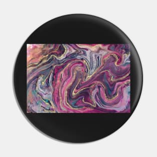 Pink Grey and Gold Abstract fluid Art Pin