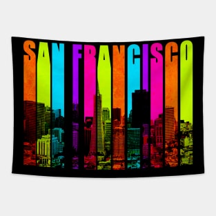 Retro San Francisco California Cityscape Skyline Tapestry