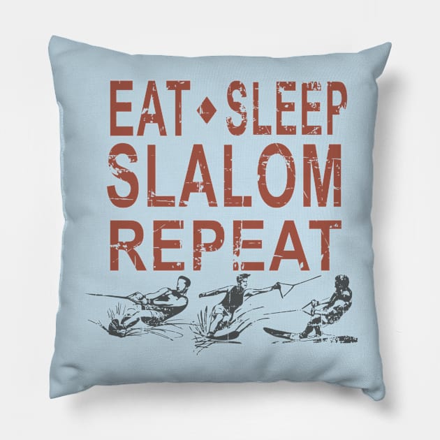 EAT SLEEP SLALOM REPEAT Pillow by GR8DZINE