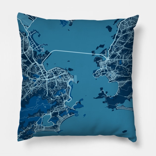 Rio De Janeiro - Brazil Peace City Map Pillow by tienstencil