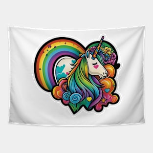 Groovy Psychedelic Unicorn Tapestry