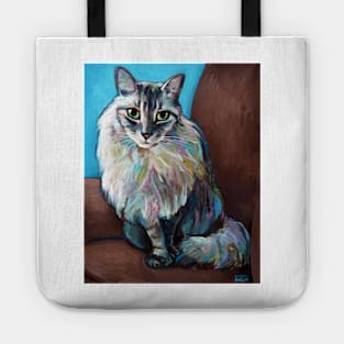 Lucky the Maine Coon Cat in a Chair Tote