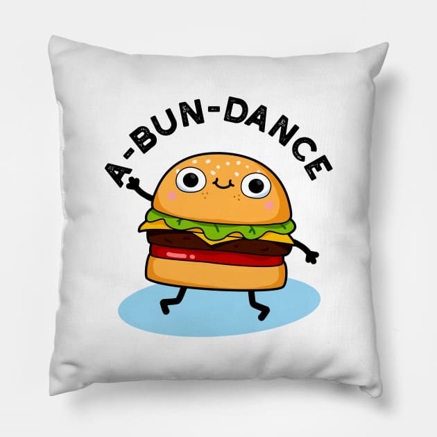 A-bun-dance Cute Dancing Burger Pun Pillow by punnybone