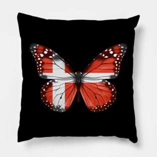 Danish Flag  Butterfly - Gift for Danish From Denmark Pillow