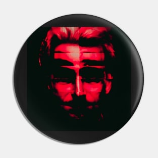 THE DEVIL IS HERE Creepy Horror Glitch Art Halloween Portrait Pin