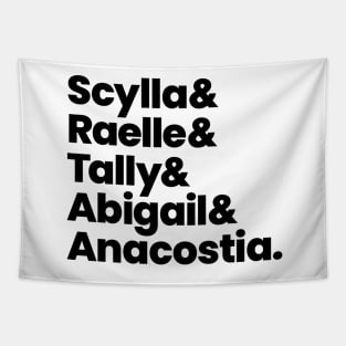 Motherland: Fort Salem Character Names - Black Font Tapestry