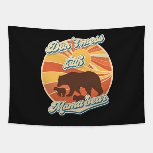 Don't mess with mama bear Groovy retro gift Tapestry