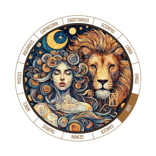 ZODIAC Leo - Astrological LEO - LEO - ZODIAC sign - Van Gogh style - 4 by ArtProjectShop