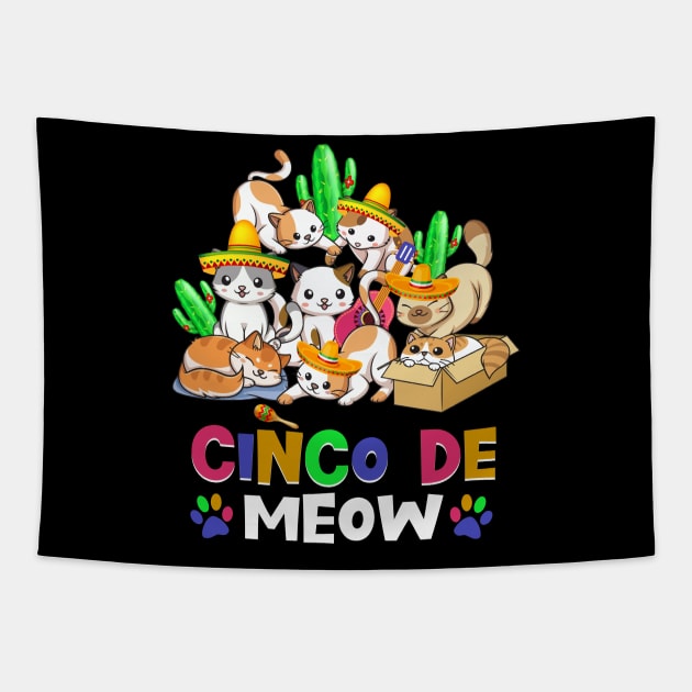 Cinco De Meow Cinco De-Mayo Cats Tapestry by cruztdk5