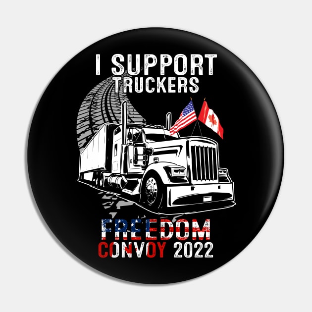 I Support Truckers Freedom Convoy 2022 Canadian Flag Trucker Pin by nvqdesigns