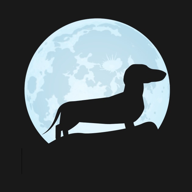 dachshund lover dog moon gift wiener dog silhouette by T-shirt verkaufen