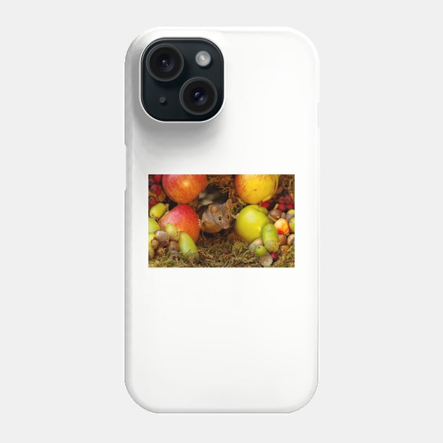 George the mouse in a log pile house - stand back apples super mouse coming through Phone Case by Simon-dell