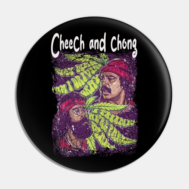 Graphic Art Smoky Cheech Comedy Pin by Black Demon Bear