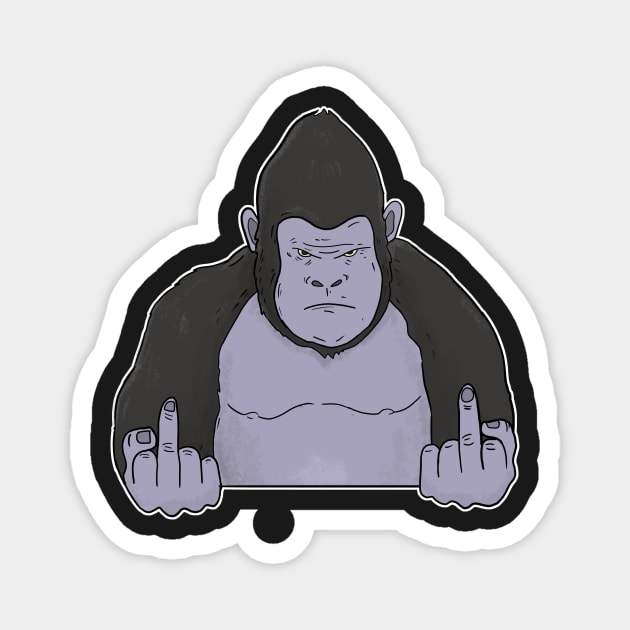 Grumpy Gorilla Holding Middle Finger Magnet by Mesyo