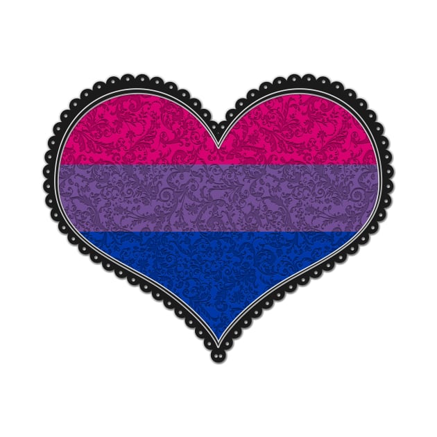 Elegant Bisexual Pride Decorative Heart in Pride Flag Colors by LiveLoudGraphics