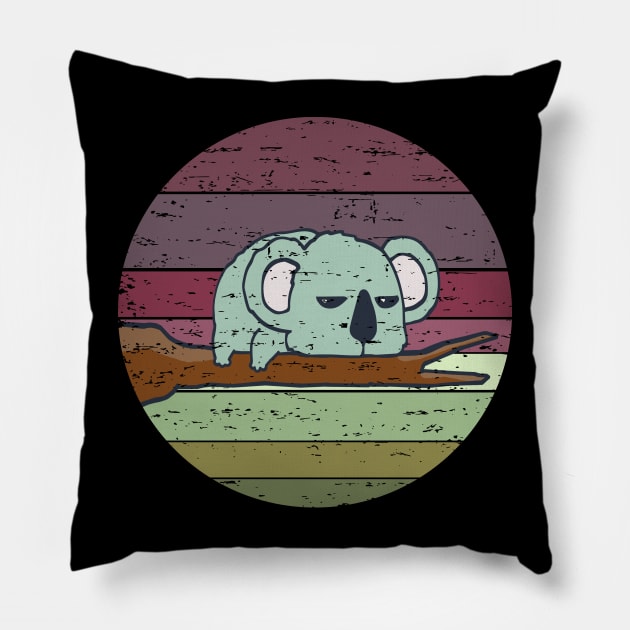 Funny Cute Koala Retro Sunset Distressed Vintage Avocado Rainbow Colors Pillow by ebayson74@gmail.com