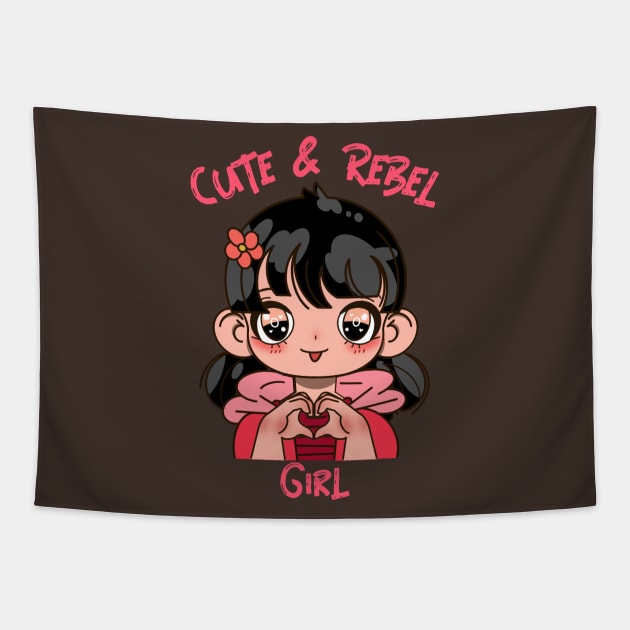 Cute & Rebel Girl Tapestry by TharuDilini