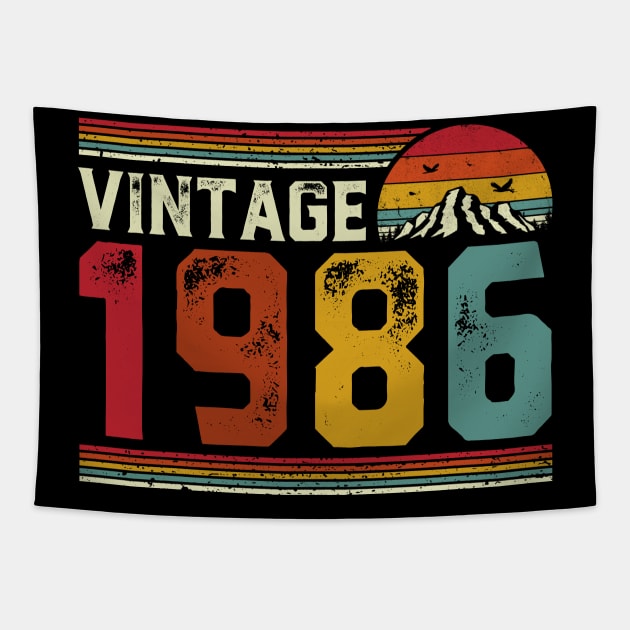 Vintage 1986 Birthday Gift Retro Style Tapestry by Foatui