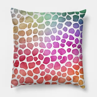 Rainbow Bright Pastel Mosaic Watercolor Spots Pillow