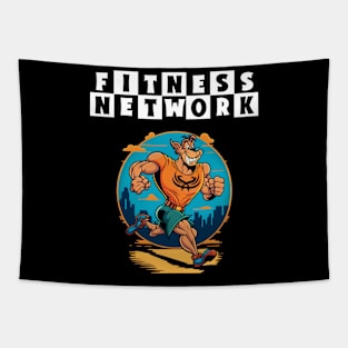 Funny Cartoon Fitness Network Tapestry