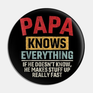 Papa Knows Everything  Father's Day Papa Pin