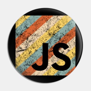 JavaScript Shirt | Retro Distressed Striped JS Logo Pin