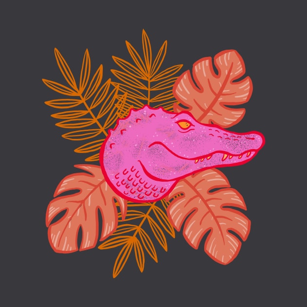 Tropical Botanical Hot Pink Alligator by Carabara Designs