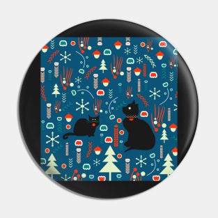 Black kitties in winter Pin