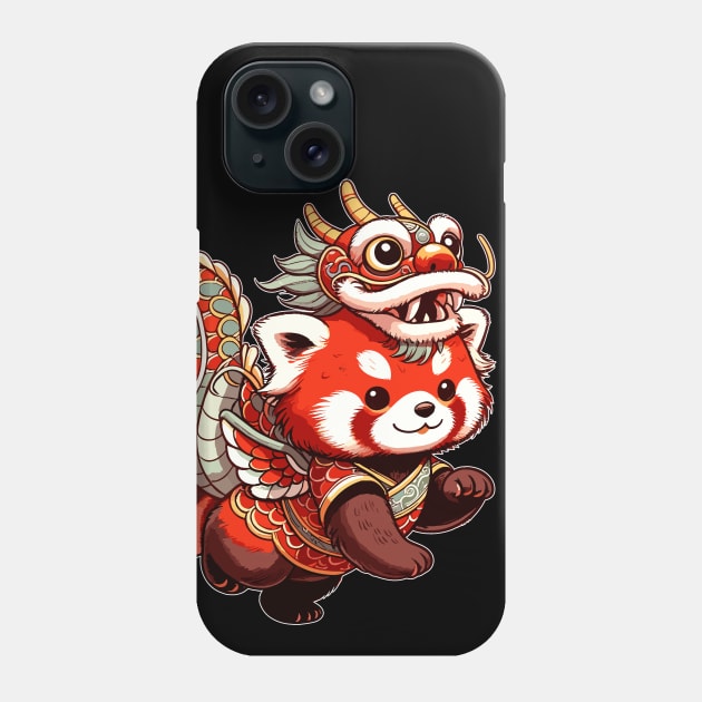 Kawaii Red Panda in Dragon Costume to Celebrate Lunar New Year 2024 Phone Case by Half Sugar Boba